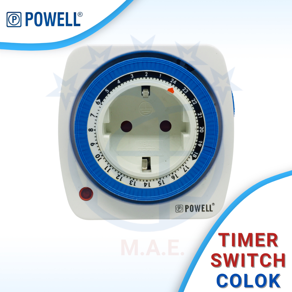 POWELL TIMER SWITCH STEKER Stop Kontak Timer Manual 24 hours / 24 Jam kecil
