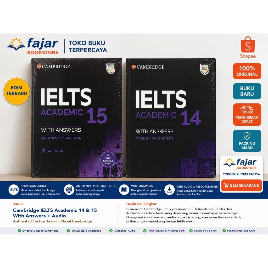 Paket Buku Cambridge IELTS Academic 14 & 15 with Answers