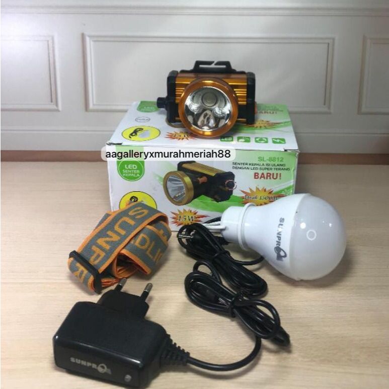 Senter kepala led sunpro kuning 15watt dimmer / SL 8812 15w kuning