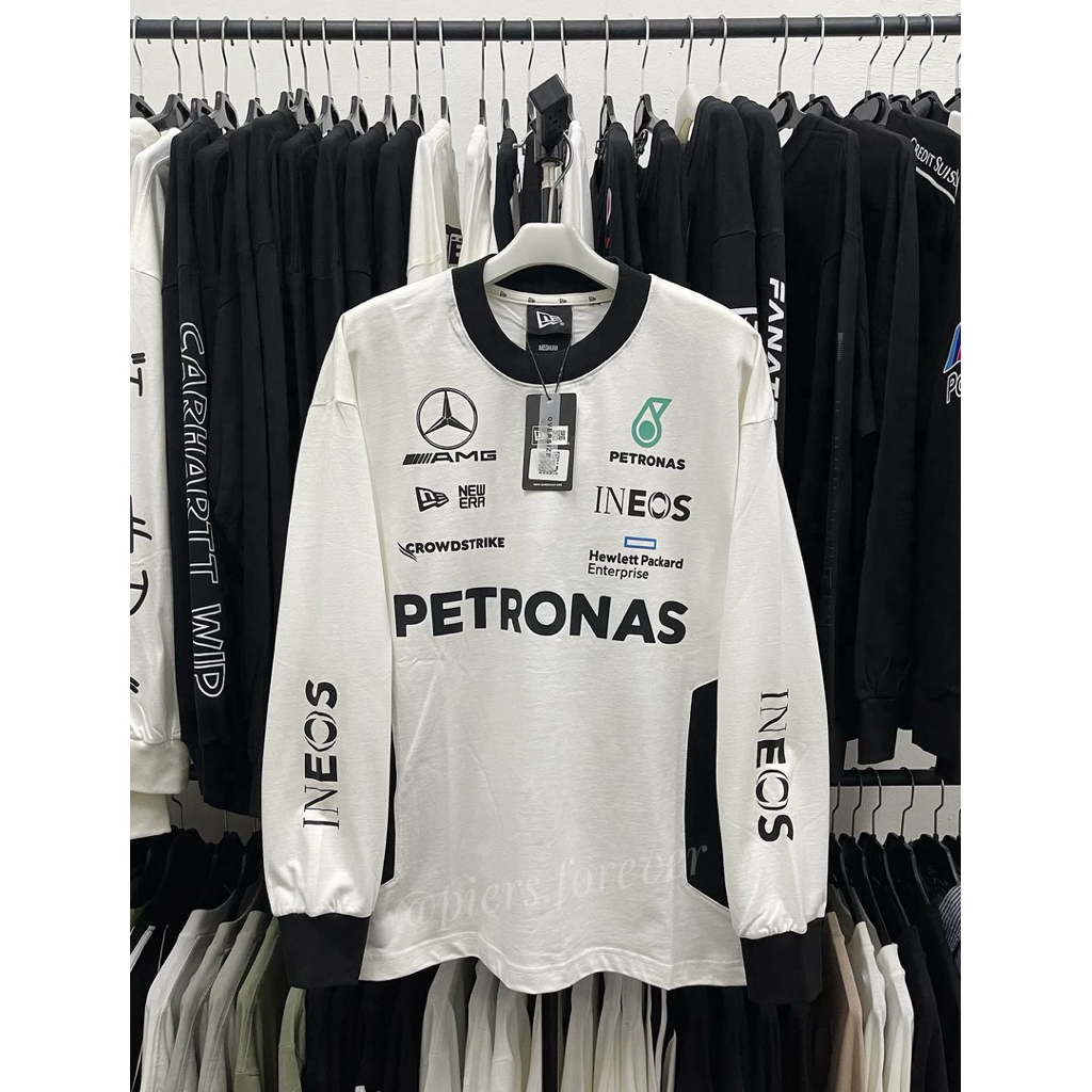 New Era Mercedes AMG Petronas L/S White Tee