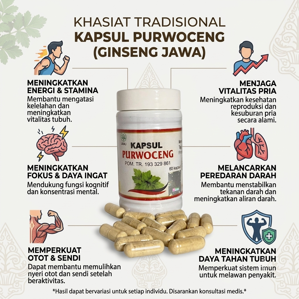 kapsul Purwoceng 60kapsul Original 100% Asli bpom