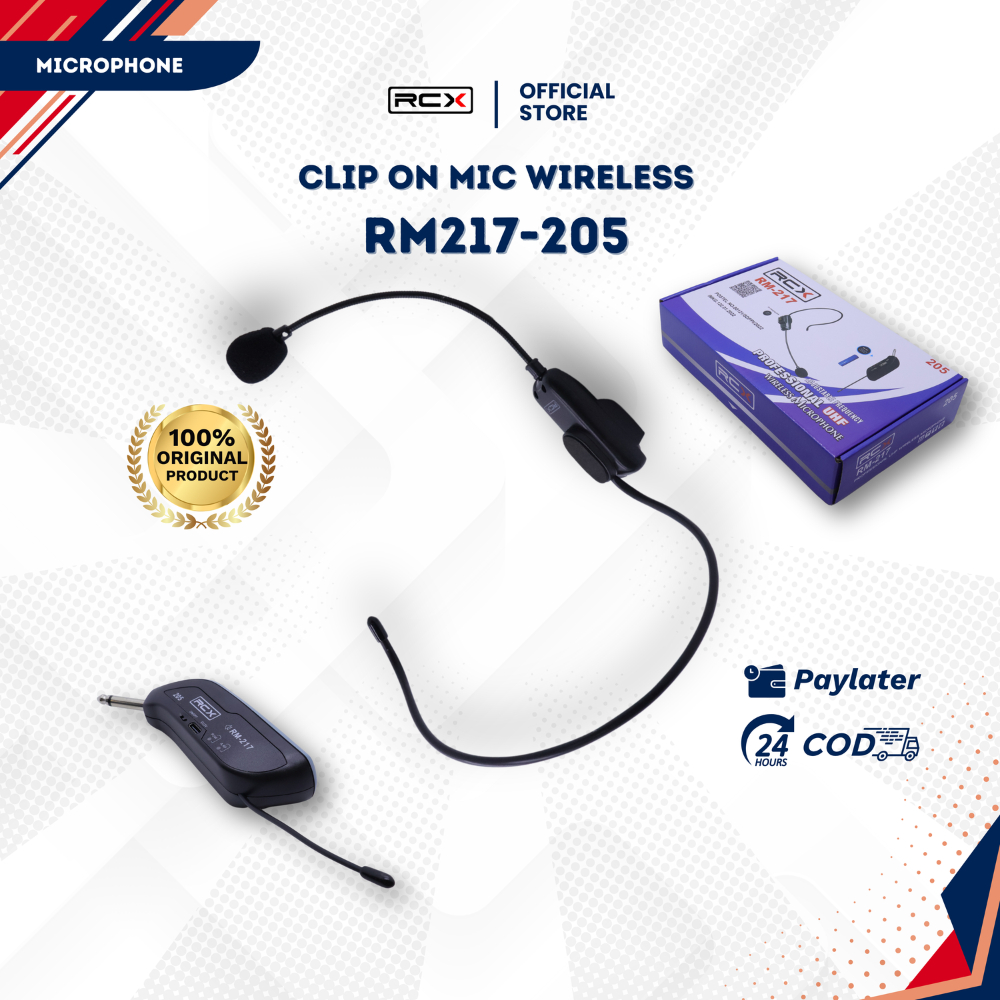 Mic Wireless RCX RM-217 Tipe 205 Clip On Bando Jepit UHF Charger Baterai Lithium Ori