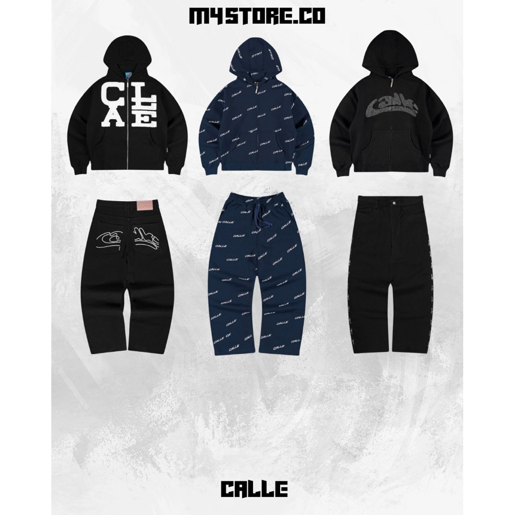 [ORIGINAL 100%]CALLE ZIP UP HOODIE - BLACK | CALLE DENIM BLACK | ZIP HOODIE - RHINESTONE | ZIP HOODI
