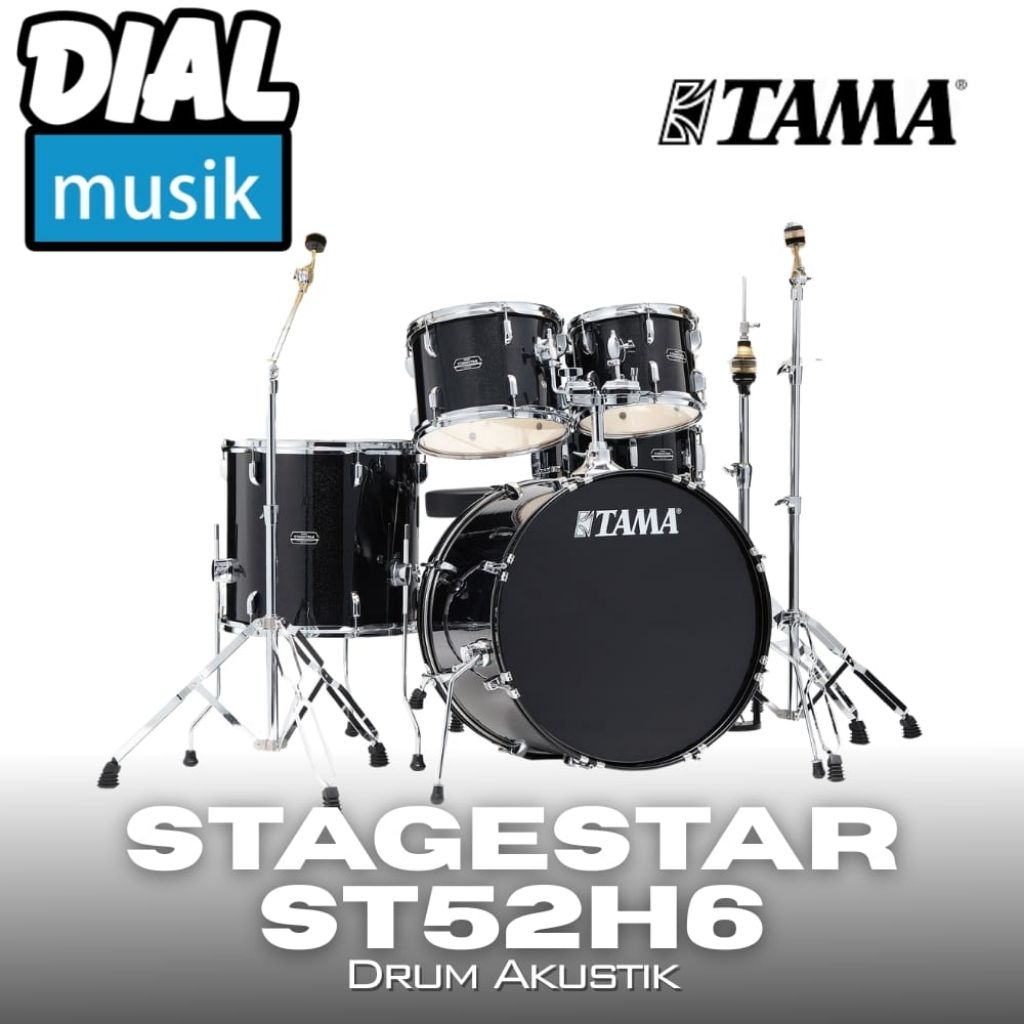 Tama Stage Star ST52H6 Drum Akustik Set Black Night Sparkle (BNS) - Tama Stagestar Drumset / TANPA C