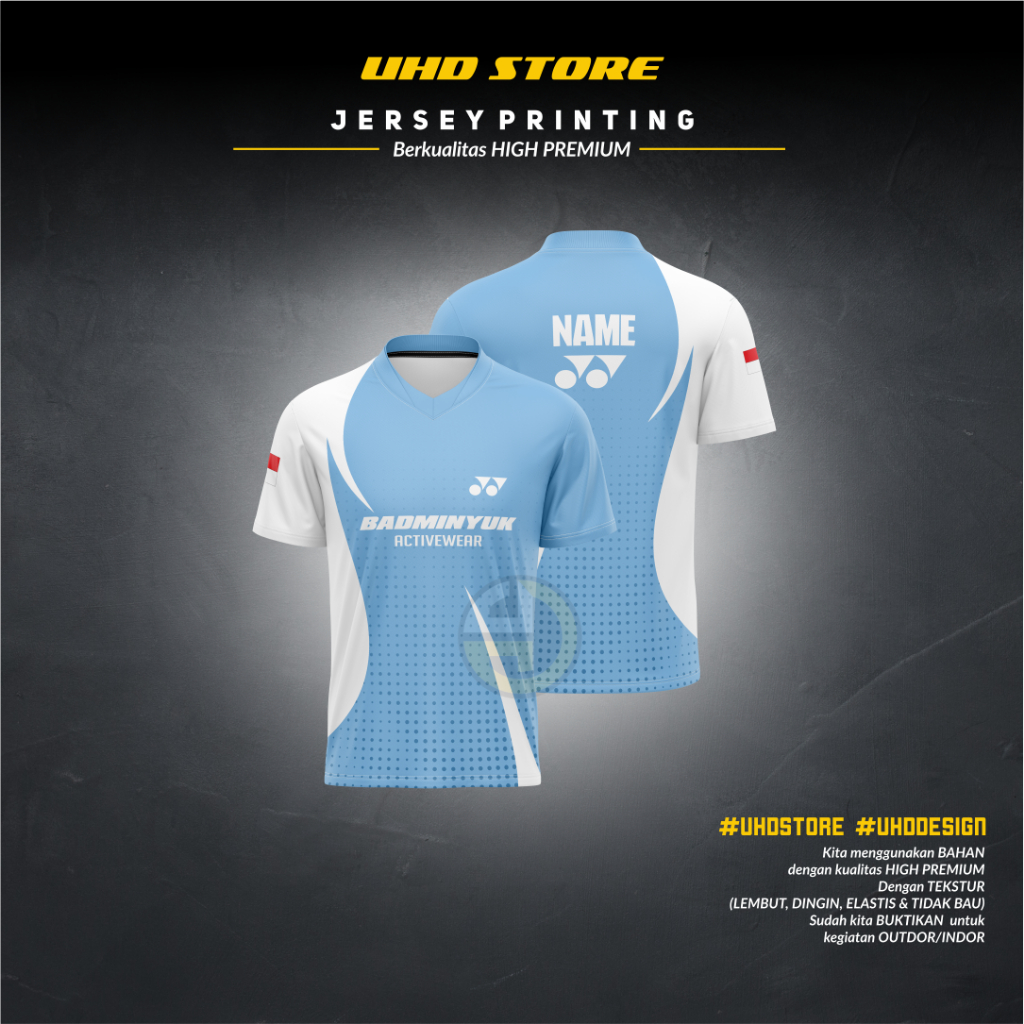 KAOS JERSEY BADMINTON BULUTANGKIS FREE DESAIN CUSTOM,FREE CUSTOM LOGO DAN NAMA