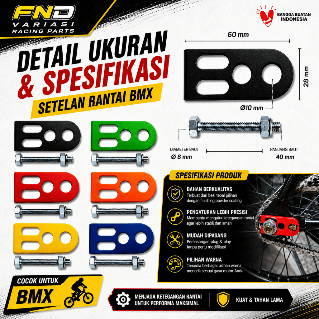 Setelan Rantai BMX Universal Chain Tensioner Set Lengkap Baut Mur