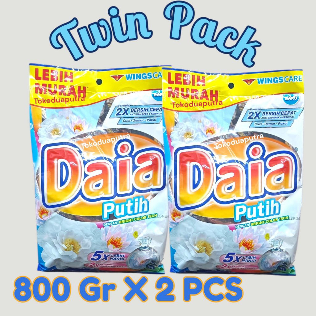 Daia Putih Detergen Bubuk 800 gr X 2 PCS/ Sabun Daia Putih 800 Gr