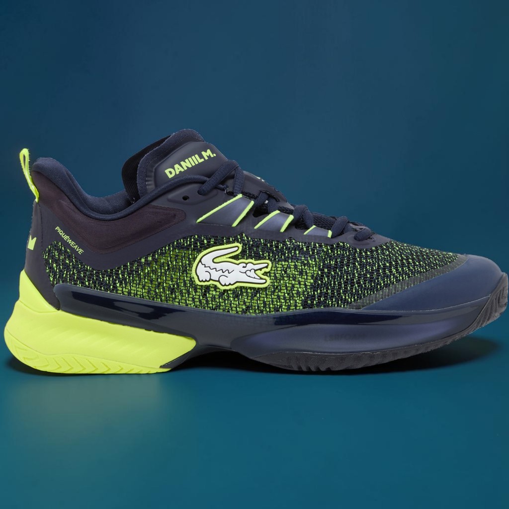 Sepatu Tennis Pria LACOSTE AG-LT23 Ultra Medvedev Mens Tenis Shoes- Navy/Yellow