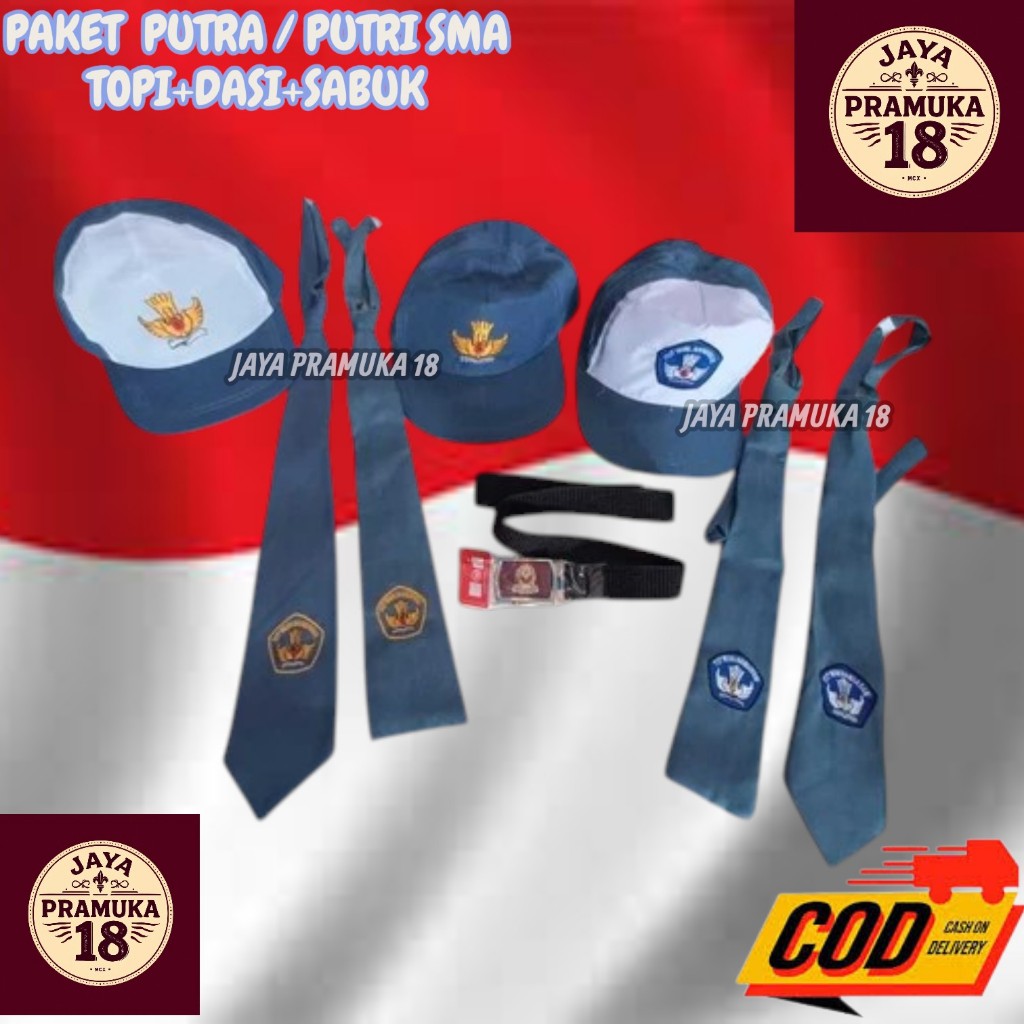 Paket topi dasi sabuk sekolah SMA / dasi SMA/ topi SMA /sabuk SMA