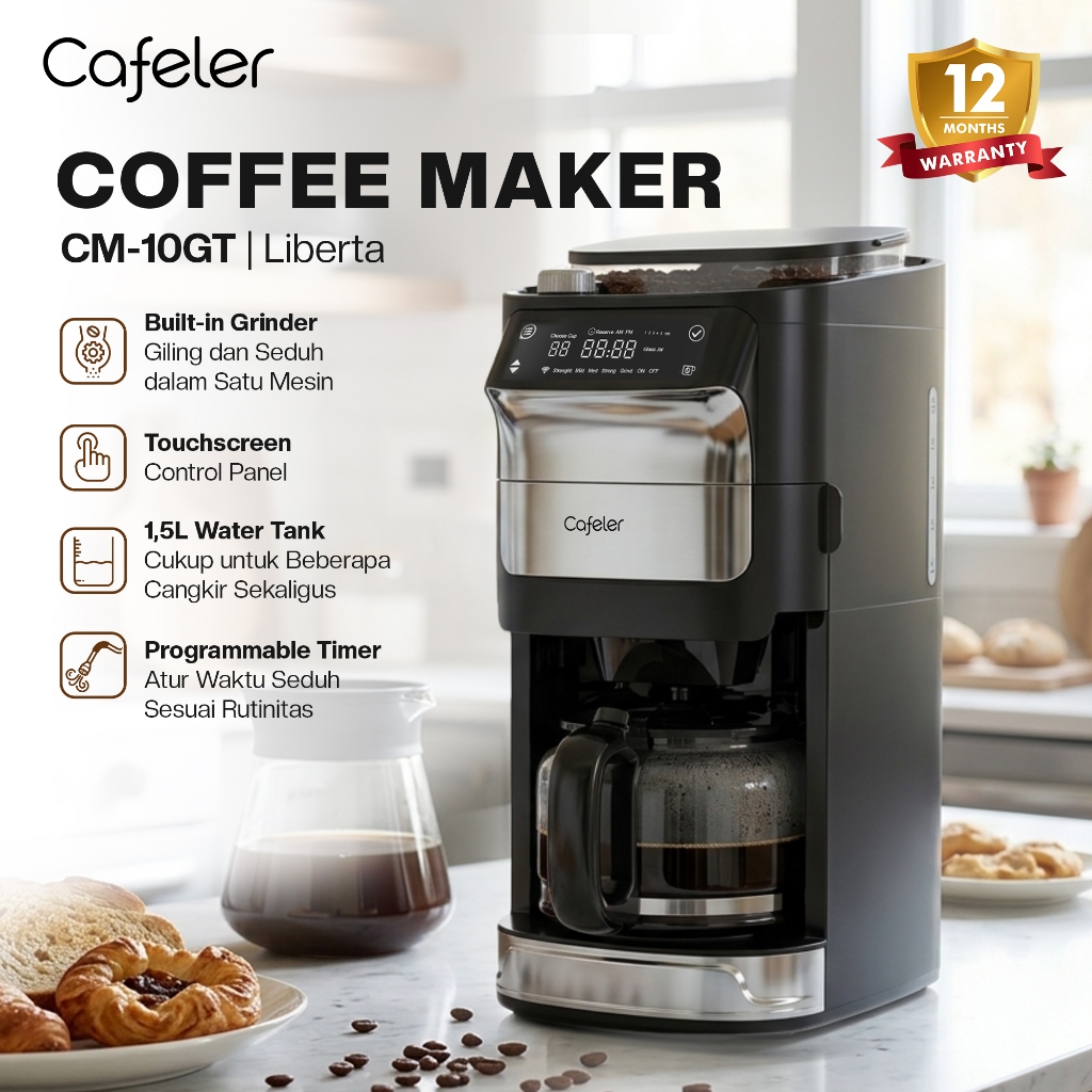 Mesin Kopi Otomatis Cafeler dengan Grinder dan Layar Sentuh