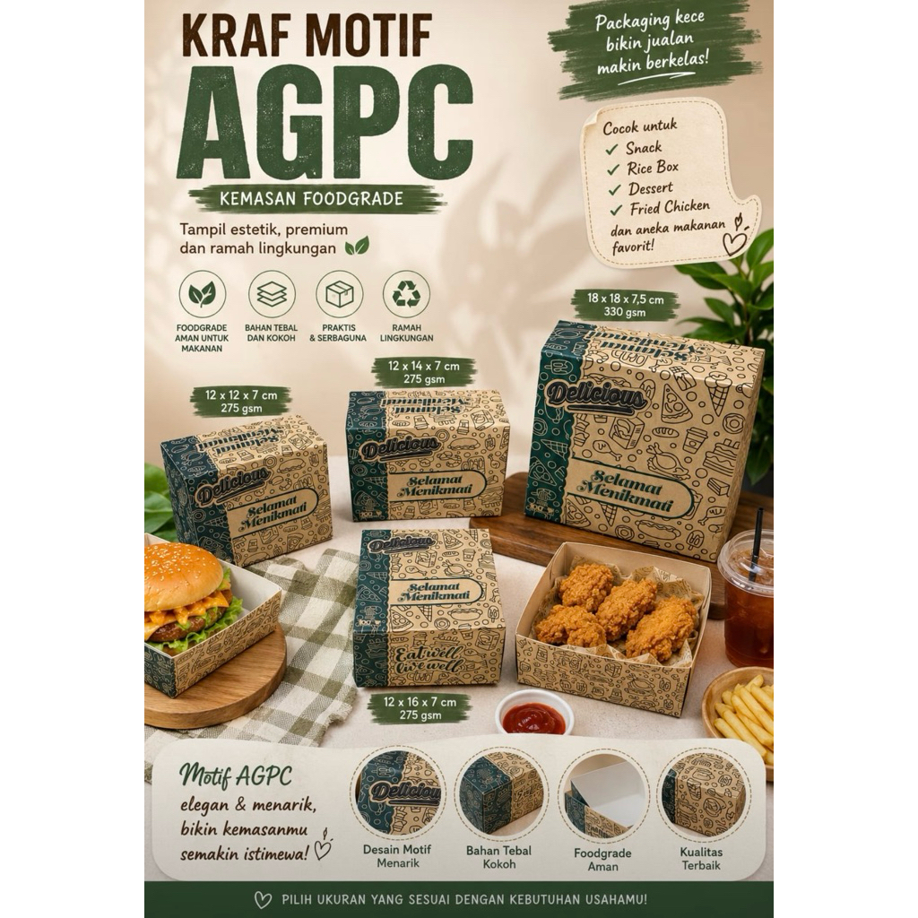 Box Kardus Snack Kue ISI 100 PCS 12x12 12x14 12x16 Dus Kue Roti