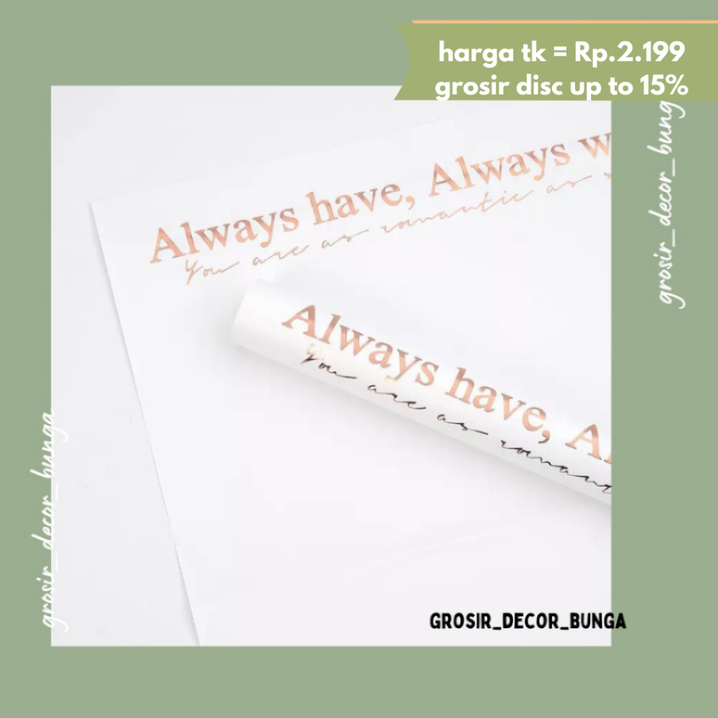 SW CRAFT PAPER FOIL TEXT VINTAGE CRAFT PAPER KERTAS BUKEAS KADO FLOWER FLORIST SUPPLT PEMBUNGKUS BUN
