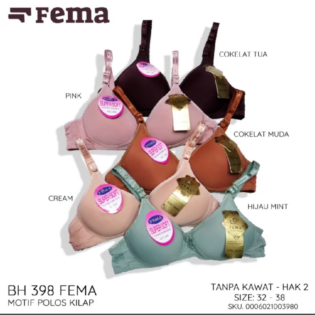 Bra FEMA 127 / 398 / 320 / 321 Polos / Garis List BH Cup A Kait 2 (32 - )