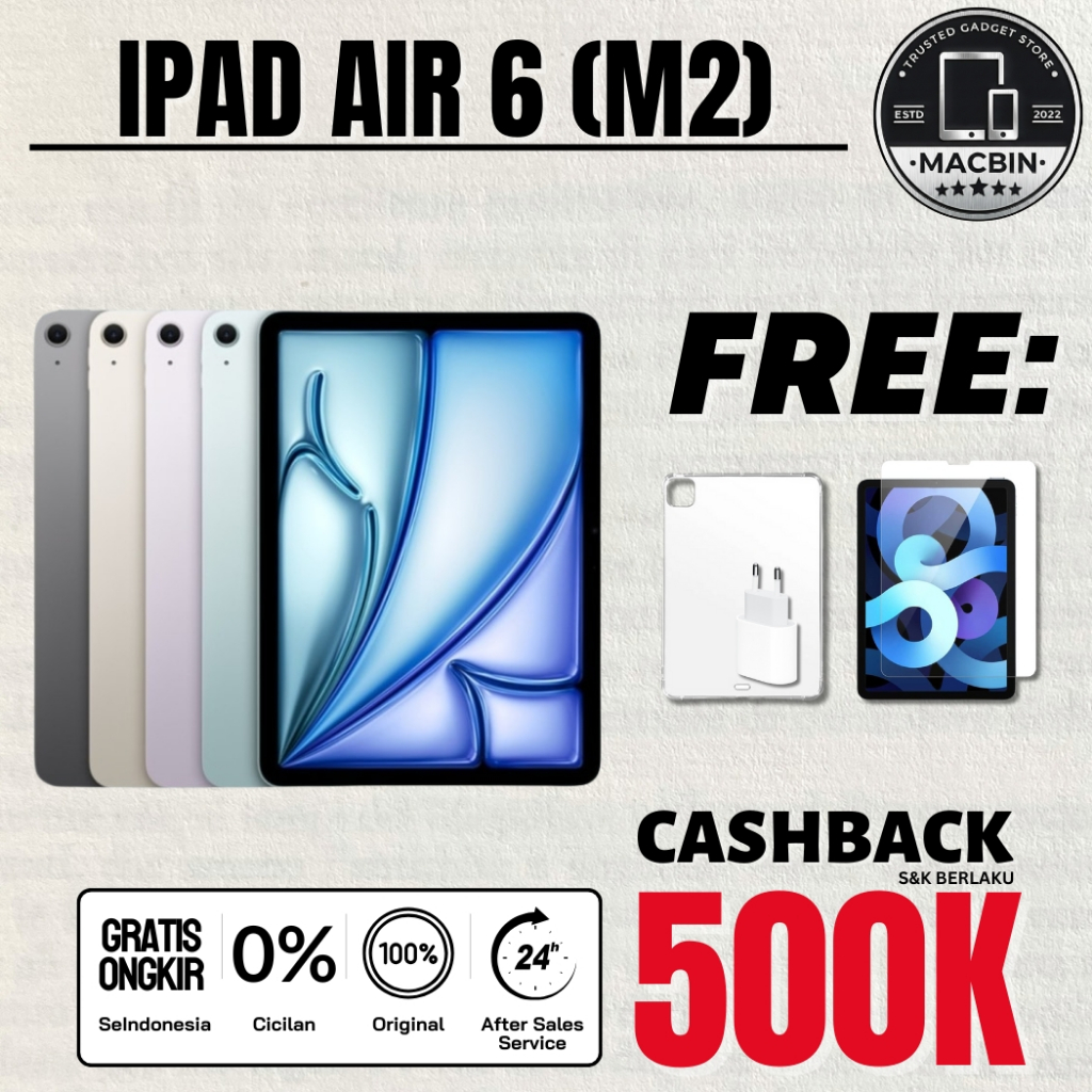 IPAD AIR M2 IPAD GEN 6 2024 1 Inch | 13 inch iPad Air 6 Gen 6 6th 256GB 128GB Second Original