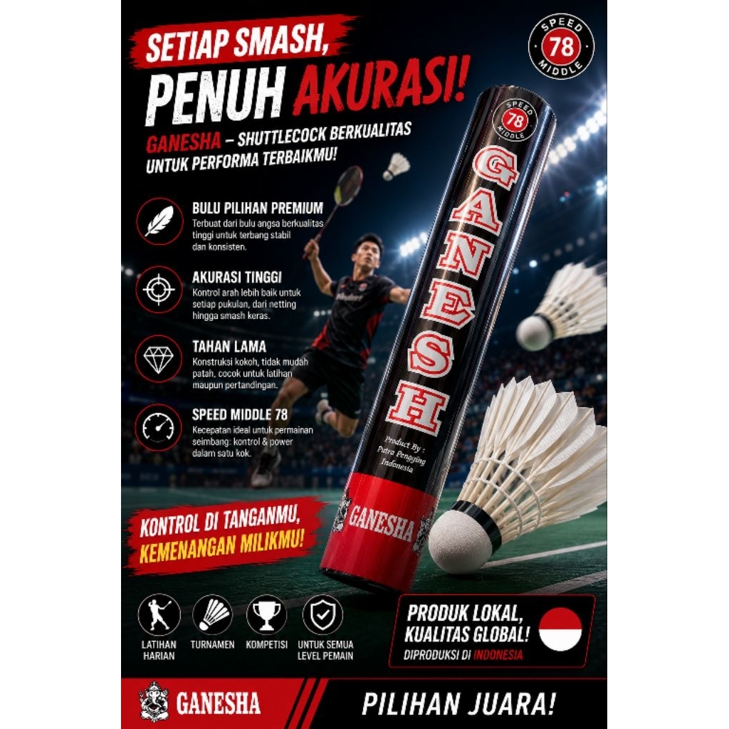 Shuttlecock GANESHA Hitam Cock Badminton Kok Bulutangkis
