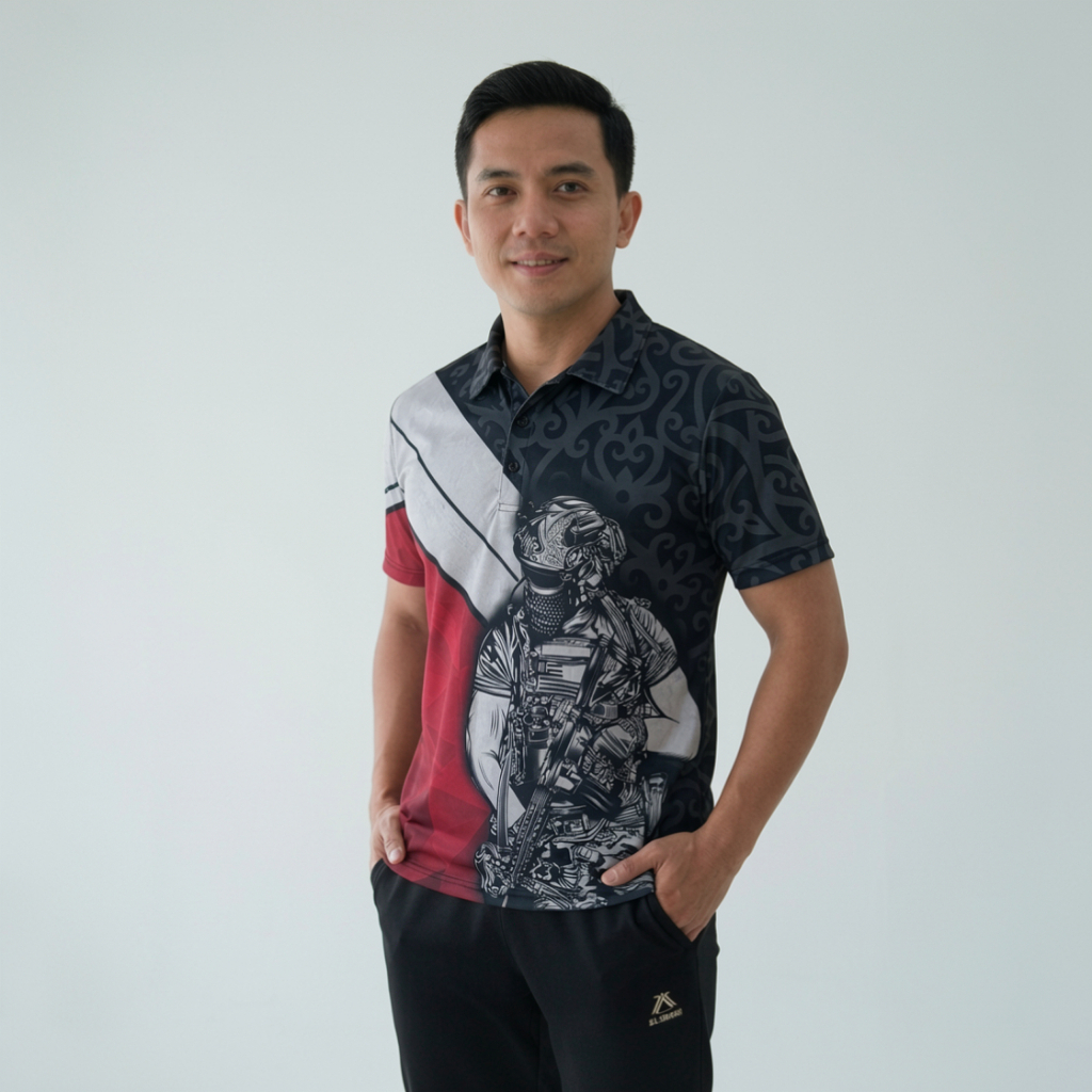 Butik Commando Kaos Dryfit Baju Olahraga Berkerah Pria Wanita Jersey Badminton Futsal Polo Shirt Uni