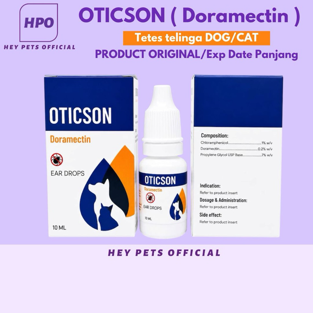 Oticson Doramectin 10ml Tetes Telinga Anti Earmites / Kutu Telinga dan Infeksi Telinga Kucing Anjing