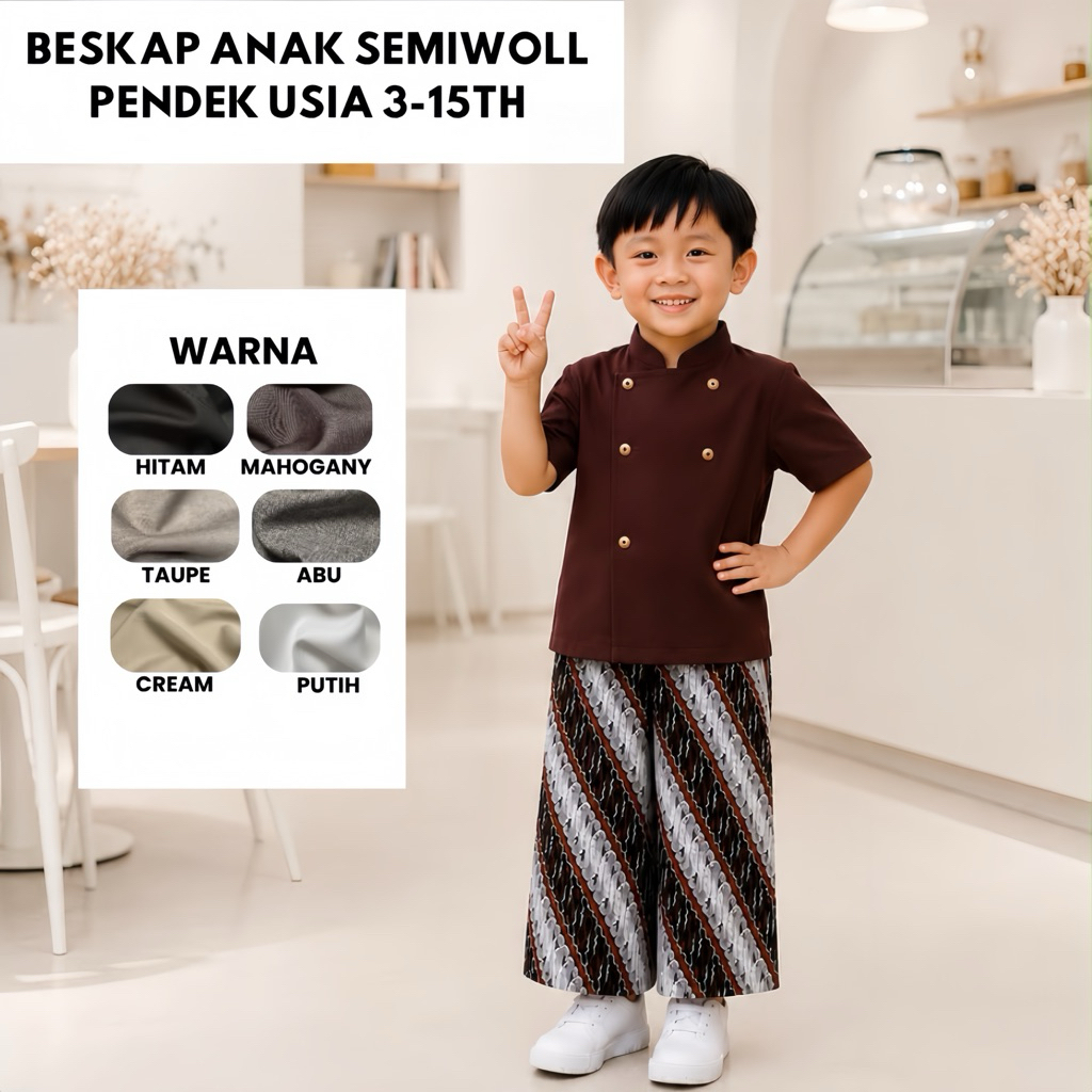 BESKAP ANAK SEMIWOLL SETELAN ANAK BESKAP LAKI LAKI BESKAP PREMIUM LENGAN PENDEK