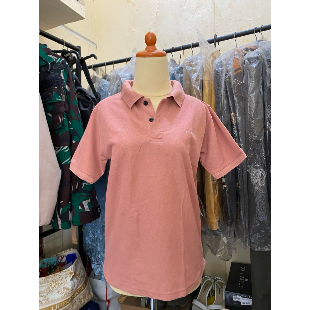 `Polo Shirt Wanita SIXTYONE Dusty Pink | Kaos Kerah Cotton | Tshirt Oversize Casual`