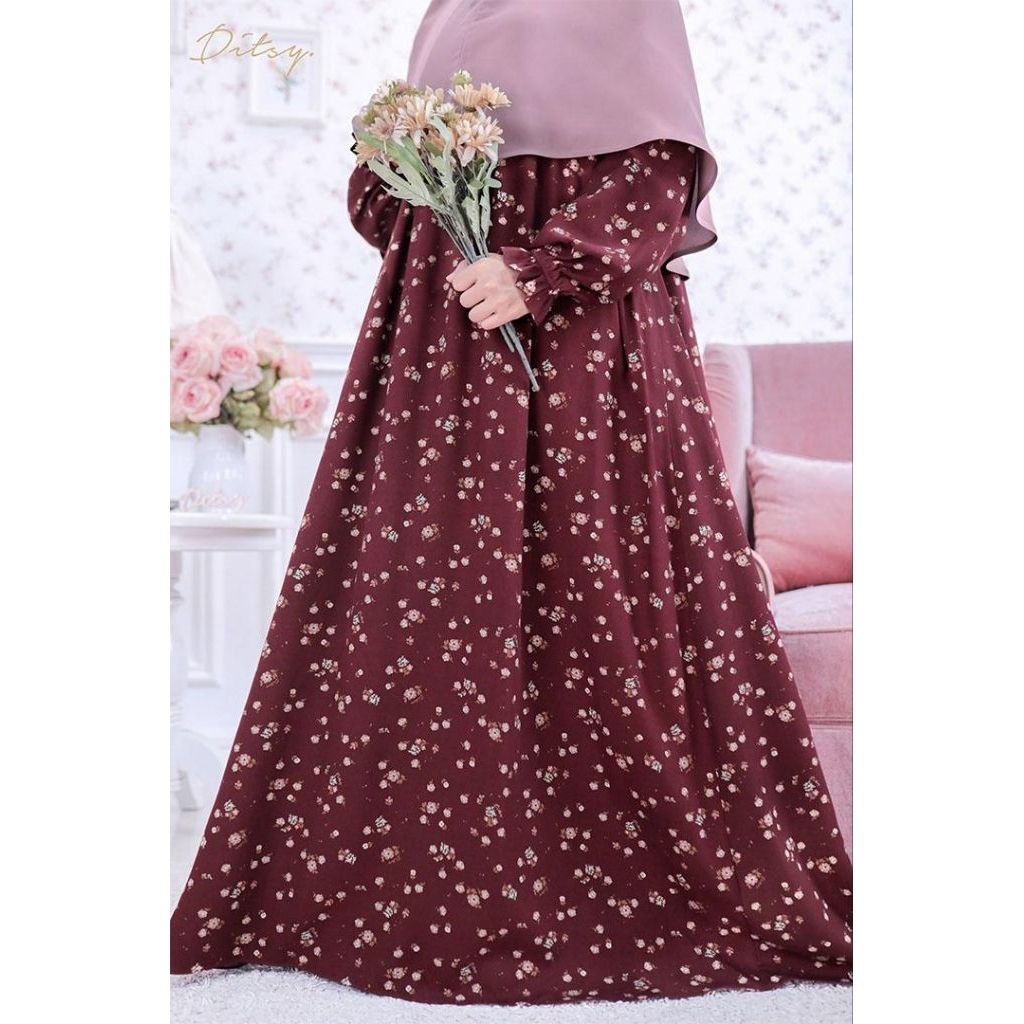 Airela Dark Maroon (M) Nightgown Ditsy edisi Juli 2026