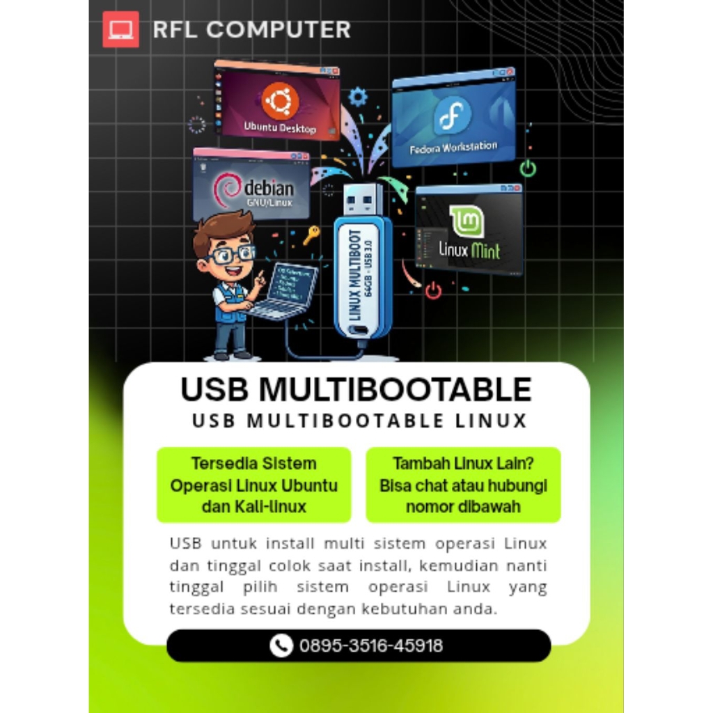 USB Flashdisk Multibootable Linux Installer Linux Ubuntu Kali Linux
