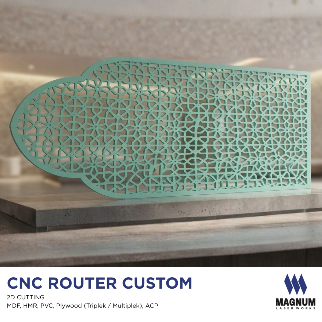 CNC Router Cutting Custom Ornamen 2D 3D MDF PVC HMR ACP Plywood Triplek Multiplek