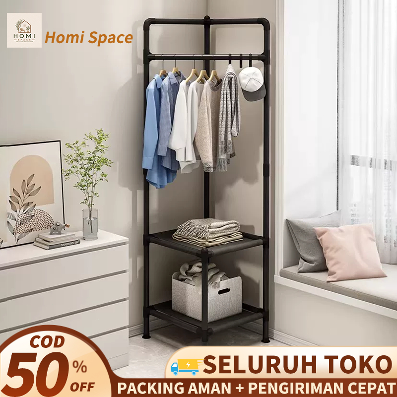COD Rak Gantungan Baju Sudut Serbaguna Minimalis Modern Multifungsi Rak Hanger Kokoh Tebal Anti Goya