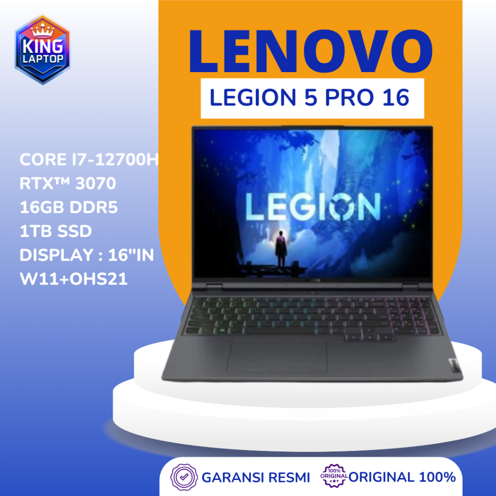 LENOVO LEGION 5 PRO 16 I7 12700H 16GB 1TBSSD RTX3070TI 8GB W11+OHS 16WQXGA IPS 165HZ 100SRGB 4RGB 3Y