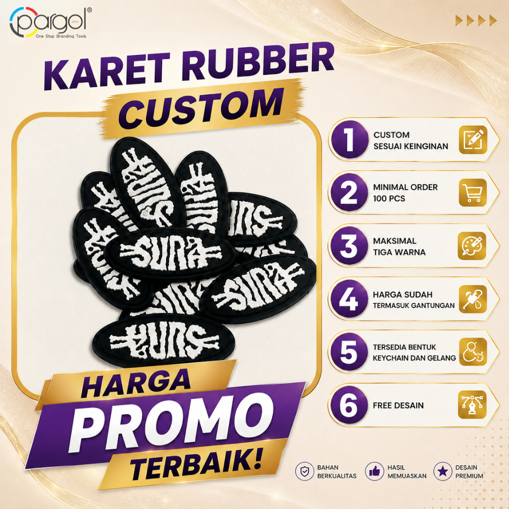 Karet Rubber Custom – Karet Keychain & Gelang – Termasuk Desain Gratis