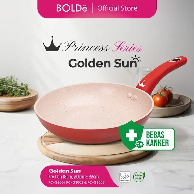 DADARAN PANCI PENGGORENGAN FRY PAN BOLDE PC-GS 18CM, 20CM, 22CM PRINCESS SERIES GOLDEN SUN