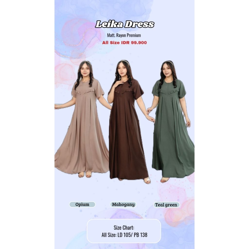 Leika Dress Ghina fashion daster ghina baju ghina daster rayon daster polos daster rumahan