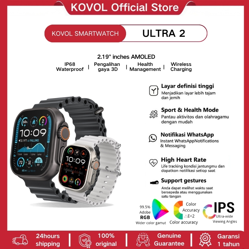 Kovol SmartWatch Series ULTRA2 Smartwatch 2.19" AMOLED IP68 Waterproof Custom Wallpaper Bluetooth Ca