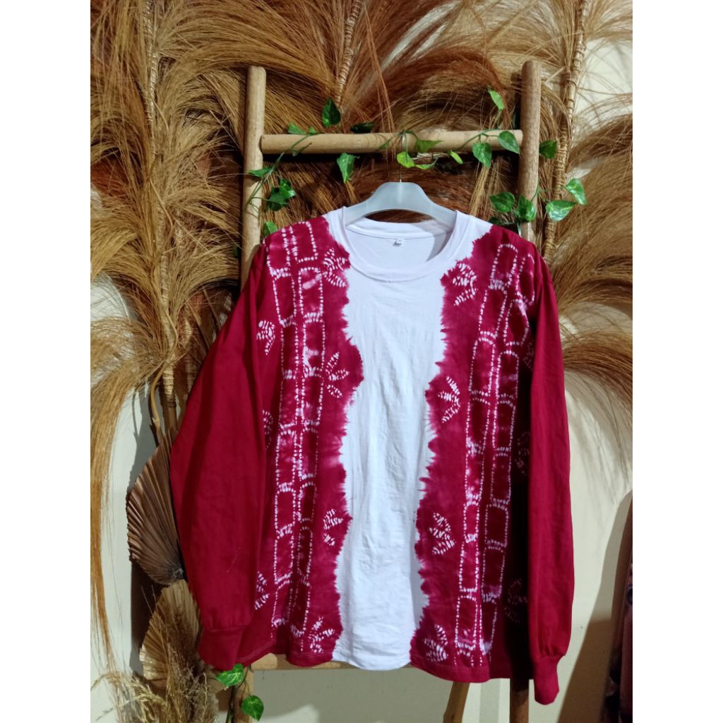 Kaos sasirangan Oblong Lengan Panjang || kaos sasirangan merah putih