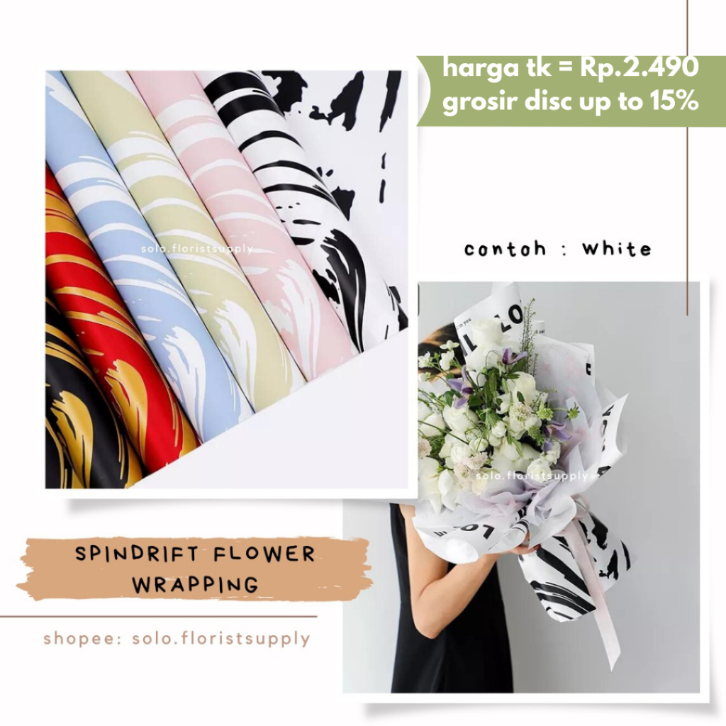 ECO KERTAS CELLOPHANE SPINDRIFT GEODE GOLDEN DOTS MOTIF MARBLE PEMBUNGKUS BUNGA / KERTAS BUKET BUNGA