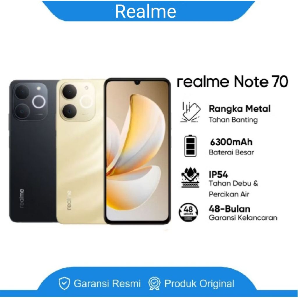 realme note 70 ram 4/128 gb dan ram 4/64 gb, hp second berkualitas no menus semua normal tidak ada k