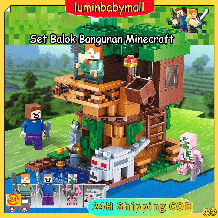 Joydeyi Mechanism Cave Mainan Block Edukasi Mainan Anak Bricks Minecraft Tree House Minecraft Mainan