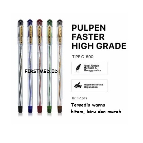 PULPEN FASTER  C600 1 LUSIN 0.7mm | PEN FASTER | PULPEN SEKOLAH | PULPEN KANTOR (12 PCS)
