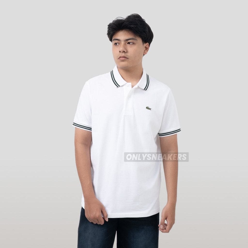 LACOSTE REGULER FIT TRIM ACCENT PETIT PIQUE POLO SHIRT WHITE