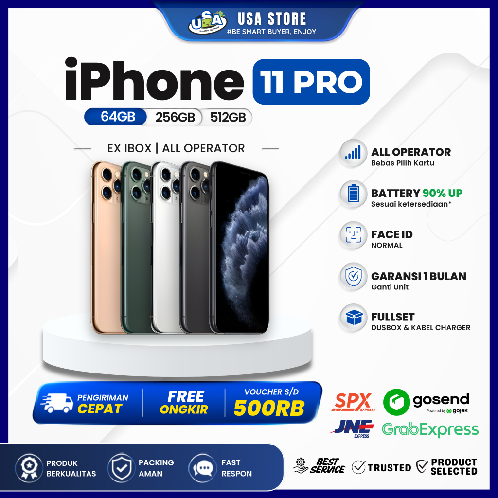 iPhone 11 Pro ex IBox Garansi Original iPhone Fullset All Operator 64GB 256GB 512GB
