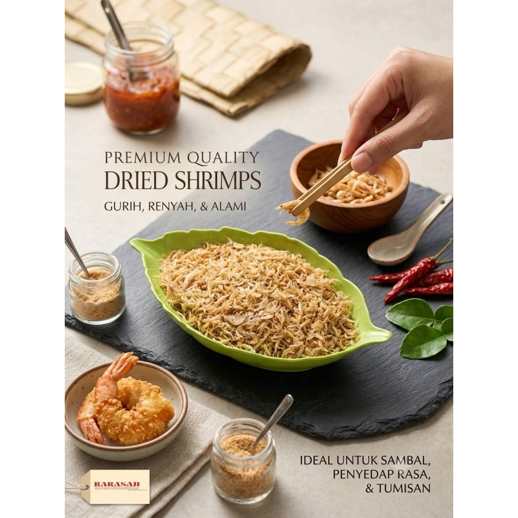 rarasaji nusantara udang rebon ebi / udang peyek / udang drago super premium MURAH 250gr surabaya