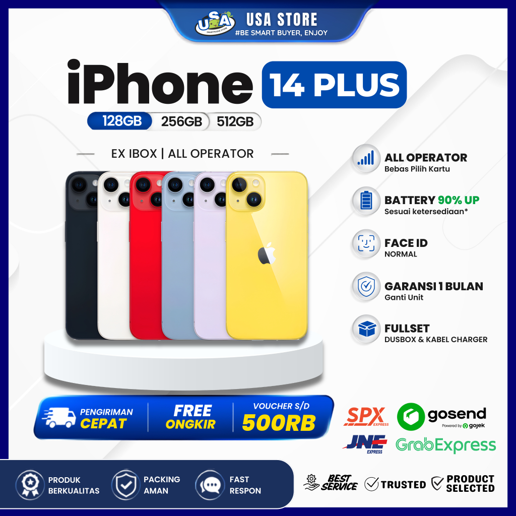 iPhone 14 Plus ex Ibox Garansi 100%Original iPhone Fullset All Operator 128GB 256GB
