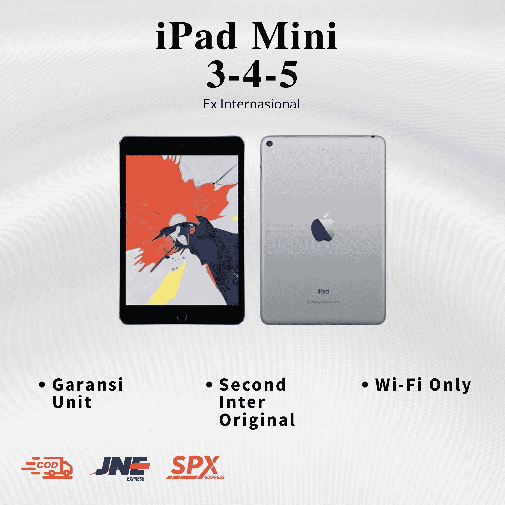 COD Apple Ipad Mini 3 - Mini 4 - Mini 5 16GB 32GB 64GB 128GB Wifi Only Second Original Inter 100 % T