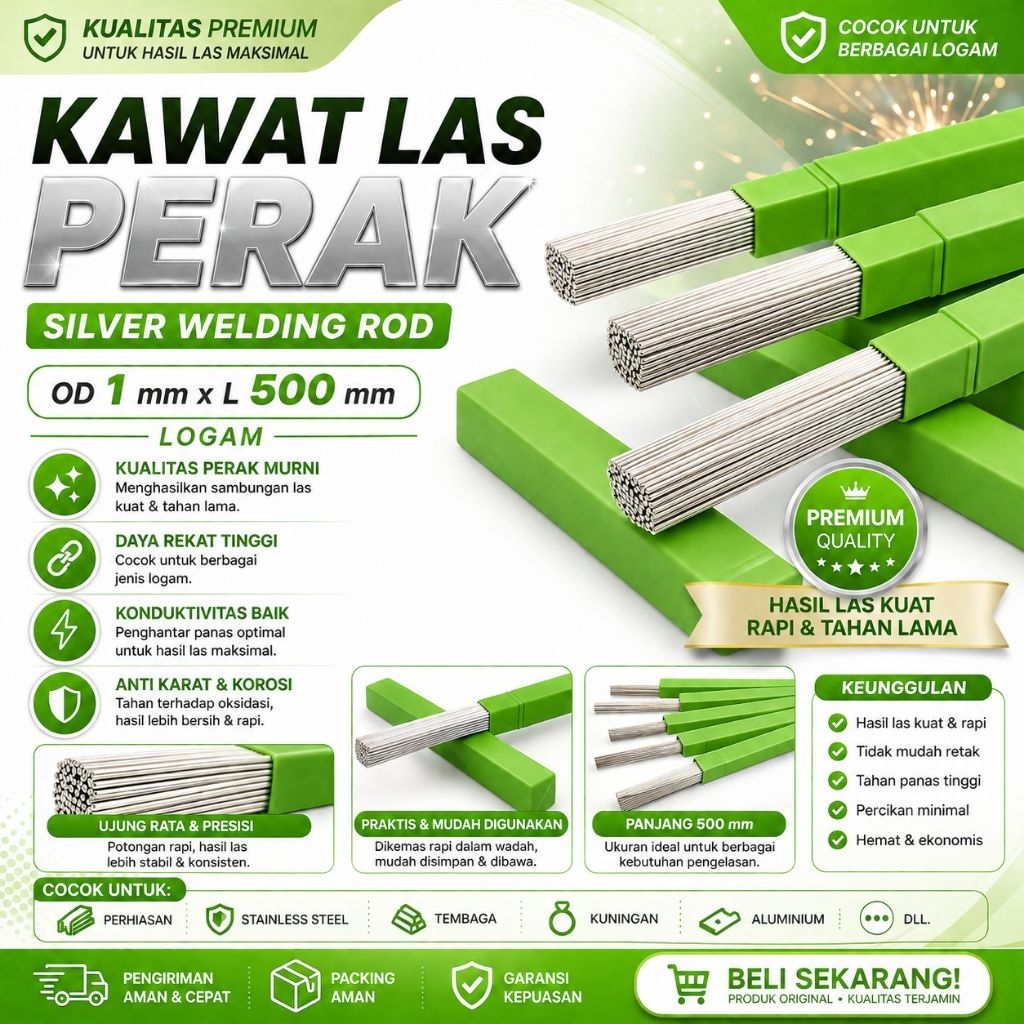 Kawat Las Perak 1 mm x 500 mm / Silver Welding Rod