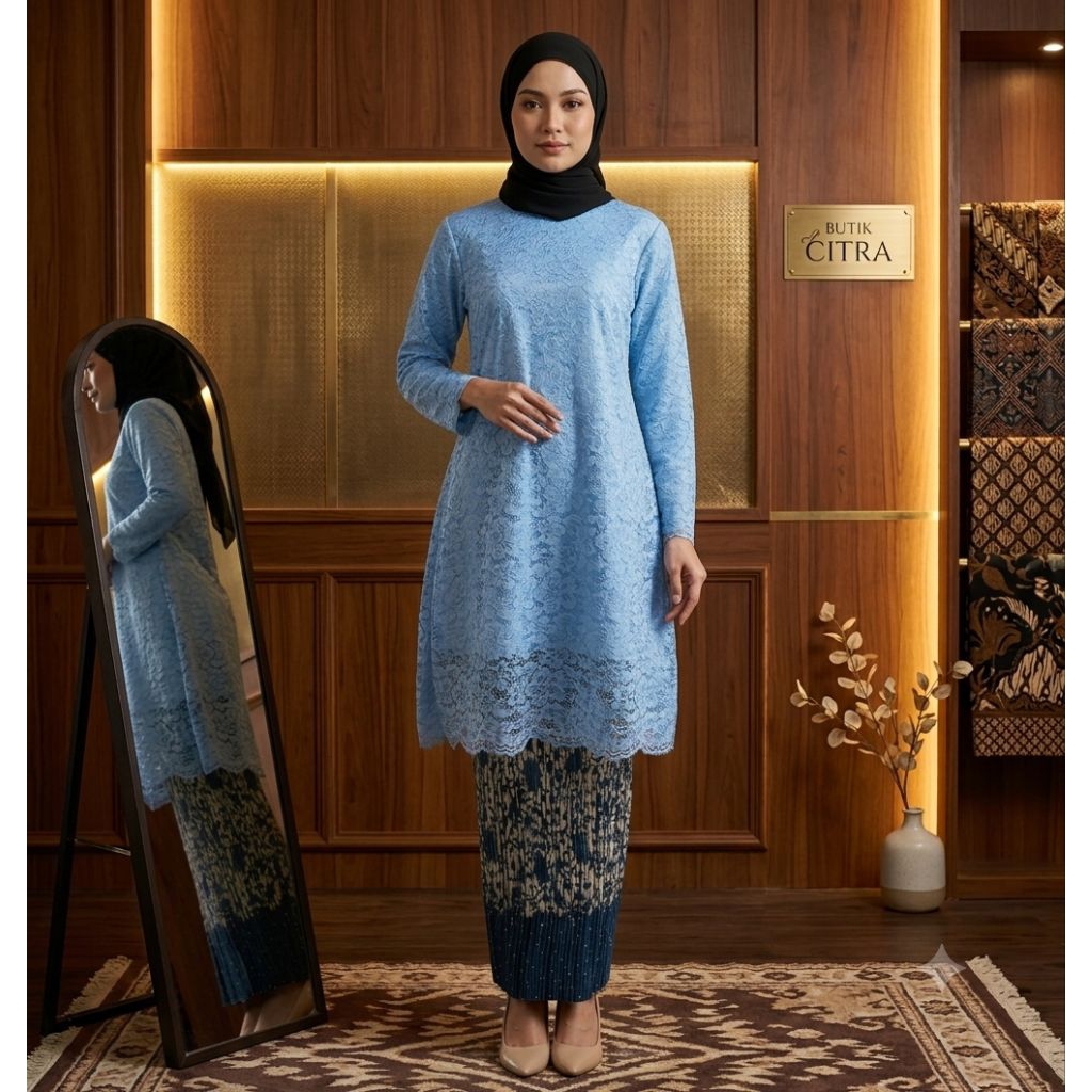Setelan Tunik Brukat jumbo LD 130 Free Hijab/kebaya ibu hajat/kebaya Pagar ayu