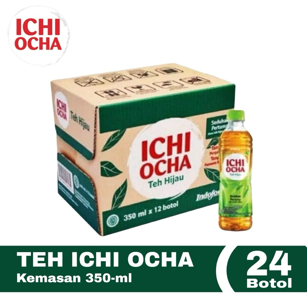 Teh ichi ocha kemasan 1 karton / 24 botol - Ichi Ocha Teh Melati 350 ml Botol - Teh Hijau dan Melati