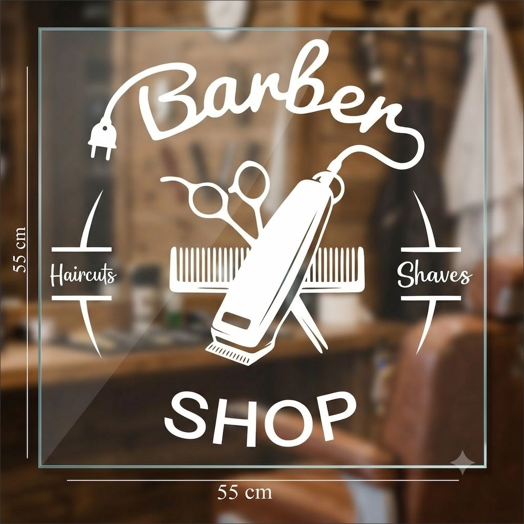STIKER BARBERSHOP CUTTING STICKER BARBERSHOP DINDING/KACA
