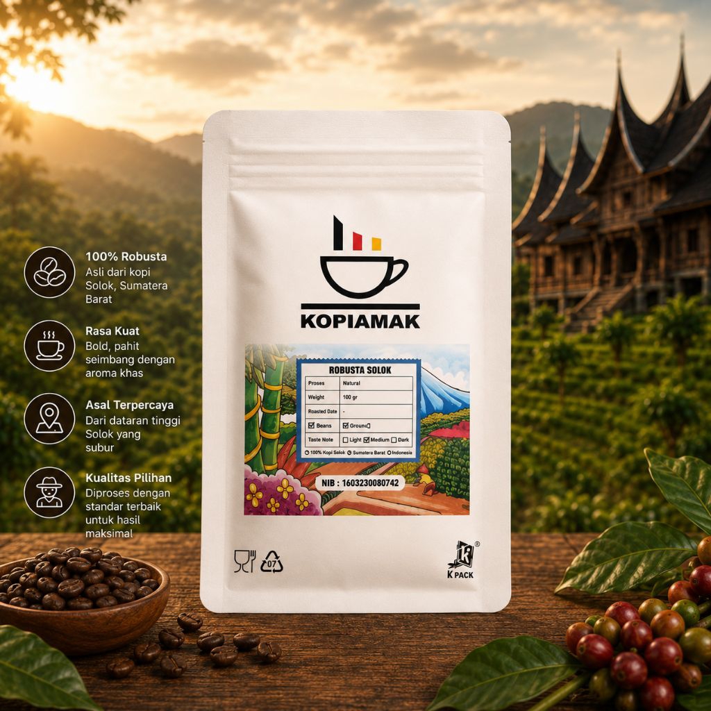 KOPIAMAK | Robusta Solok | 100gr | Biji Kopi | Kopi Bubuk | Premium | Asli Solok | Kopi Solok