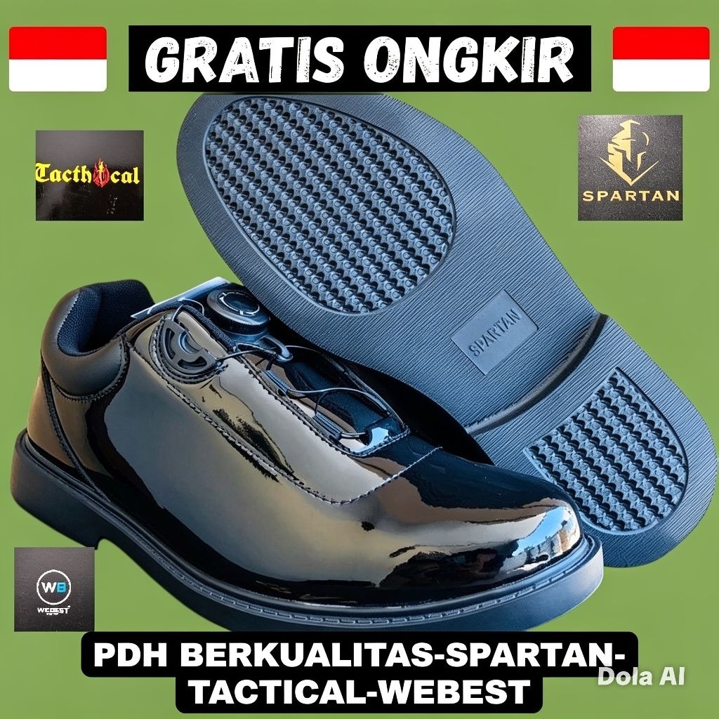 SEPATU PDH DINAS TACTICAL SPARTAN WEBEST TALI PUTAR /SEPATU PDH TALI PUTAR TNI POLRI JAKSA SECURITY 