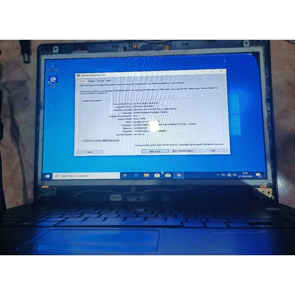 mobo/motherboard Acer 4349 normal tested windows