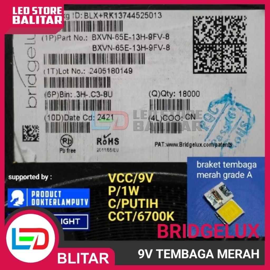 LED SMD 2835 RZX BRIDGELUX 9V 1W SUPER TERANG BERKUALITAS BY RZXLED